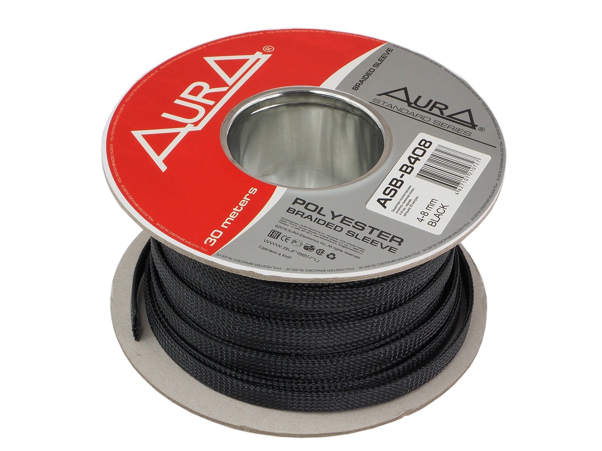 AurA | ASB-408 BLACK | змеиная кожа, 4-08мм, ОПТ КРАТНО БУХТАМ!!! (30м.), черный , бухта 30м | 1