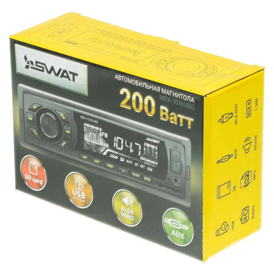 Swat | MEX-1016UBG | 4x50, USB/SD, зеленые кнопки | 3
