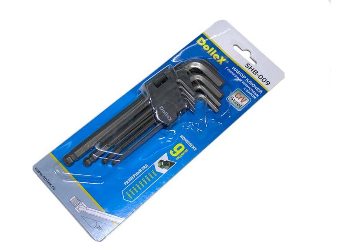 DolleX | SHB-009 | Набор ключей шестигранных (9 шт. 1,5-10 мм ) с шаром, L=180mm| превью 3