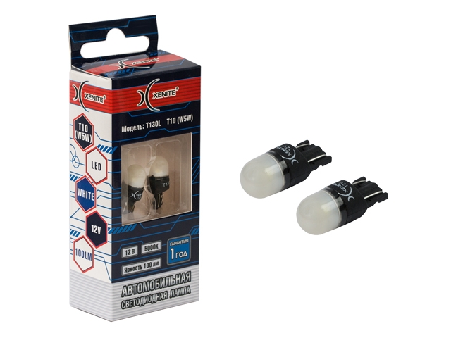 XENITE   | T10 W5W  T130L |  Диодная лампа без цоколя  , 100Lm , белая уп.2шт | превью 1