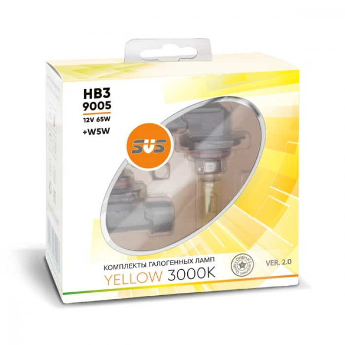 SVS    | HB3 0200098000 YELLOW  3000K | Лампа HB3 12V 65W + W5W  Комплект | превью 1