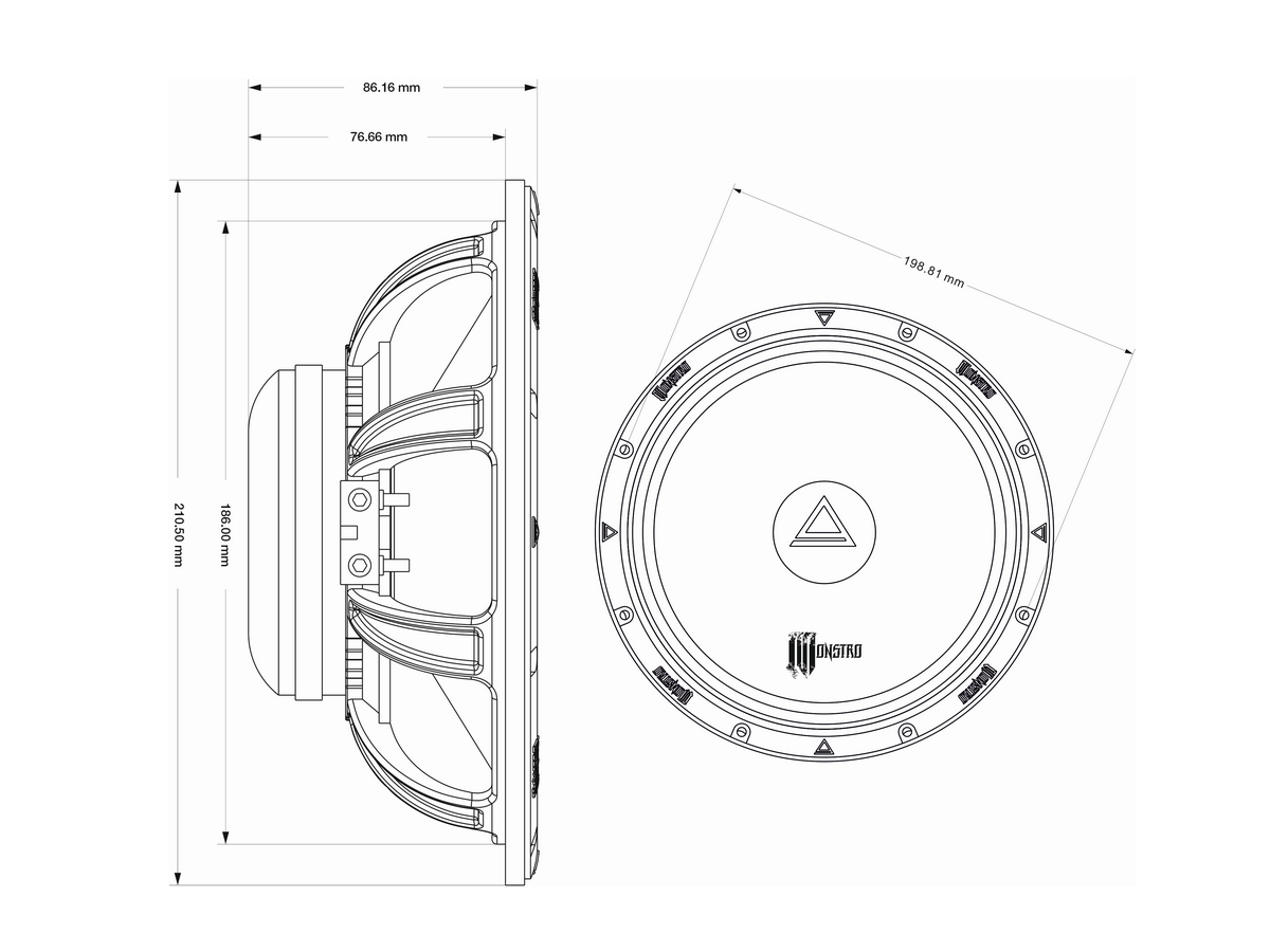 AurA | MONSTRO-80 SPORT NEO | 8" (21.5cm), 1.75", ПАРА, 221/401w, 97db, 80Hz-14kHz, 84mm | 3