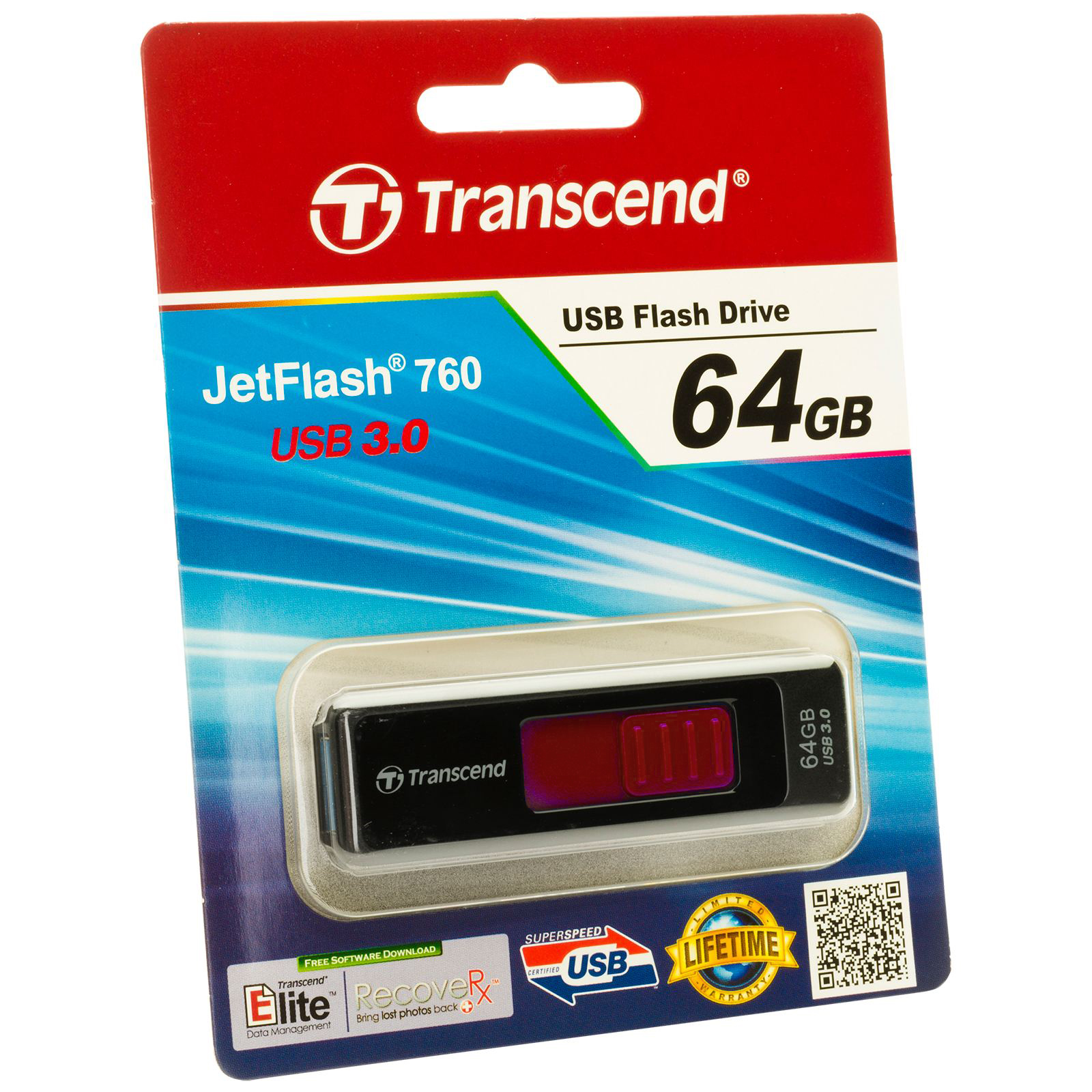 Transcend | 64GB | Модуль памяти USB 3.0 JetFlash 760  чёрный/красный| превью 1