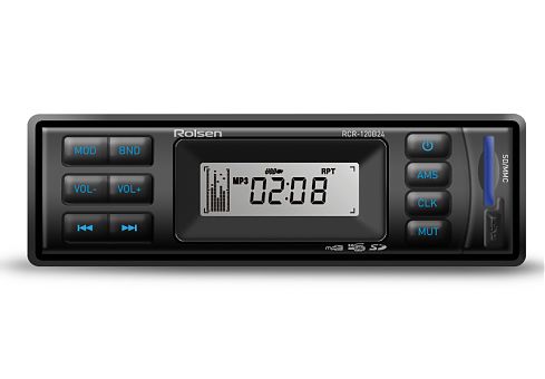 Rolsen | RCR-120B24 |  24 Вольта!!!!!! Без CD, USB/SD,  4х45 Вт,  Подсветка Синяя, Несъемная пан  | 1