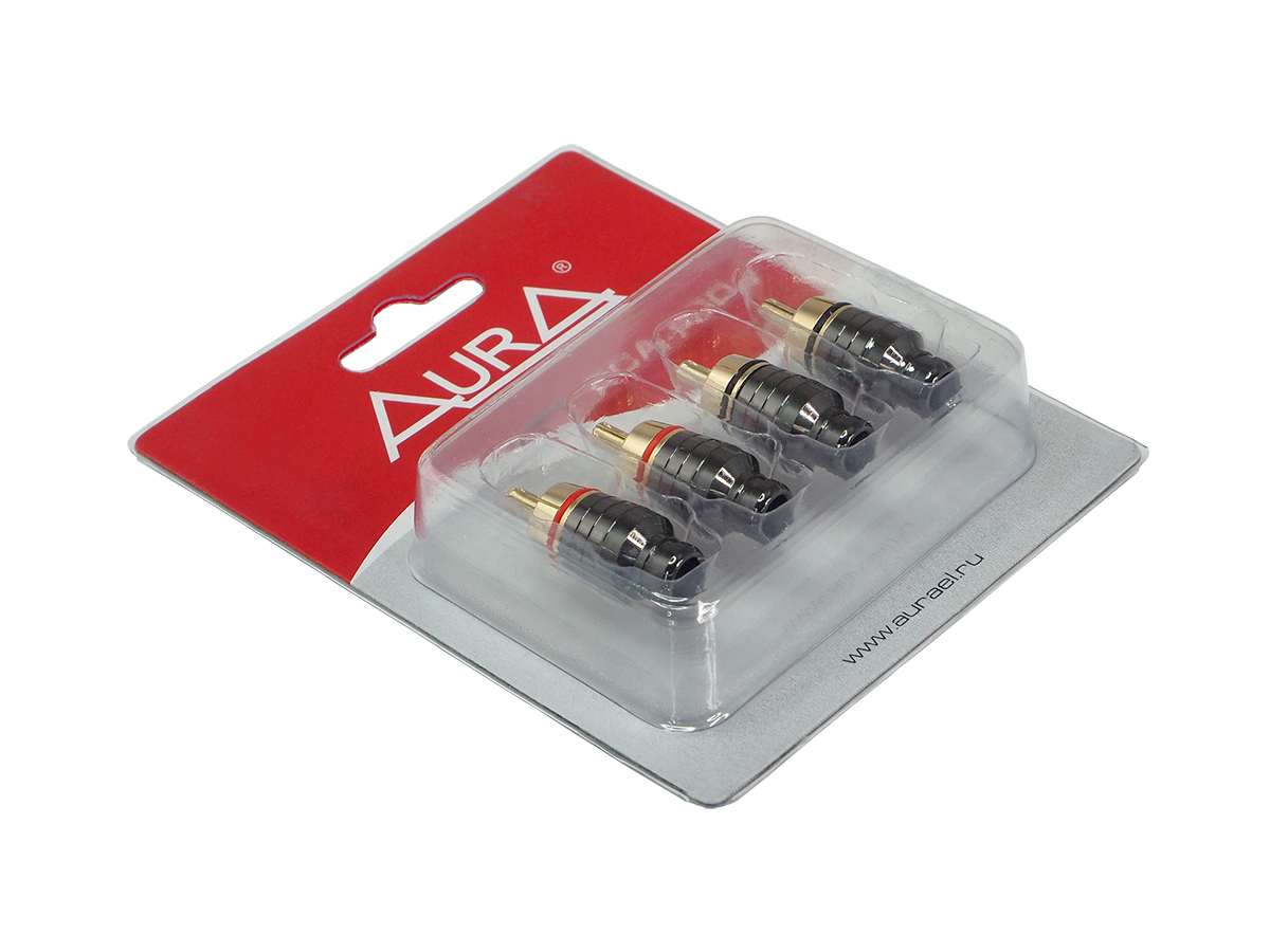 AurA | RCA-P403 | RCA - коннектор для кабеля до 4 мм, 2 красных + 2 черных, блистер | превью 2