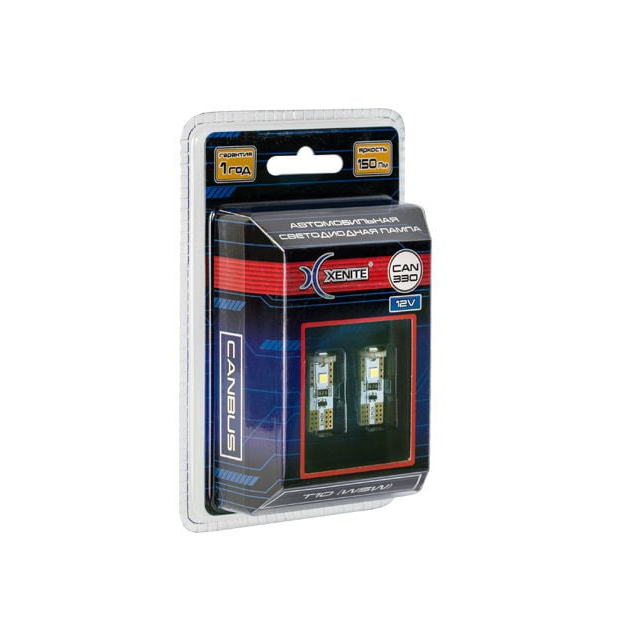 XENITE| T10 W5W  CAN330 (4300K) | Диодная лампа БЦ с ОБМАНКОЙ , 150Lm , белая уп.2шт | превью 1