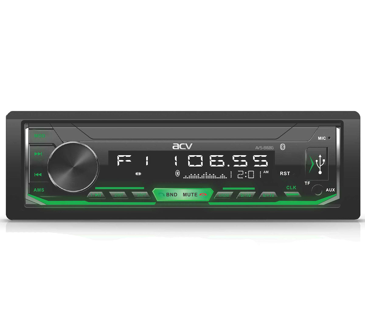 ACV | AVS-816BG | 1din/зеленая/Bluetooth/USB/AUX/SD/FM/4*50 | превью 1