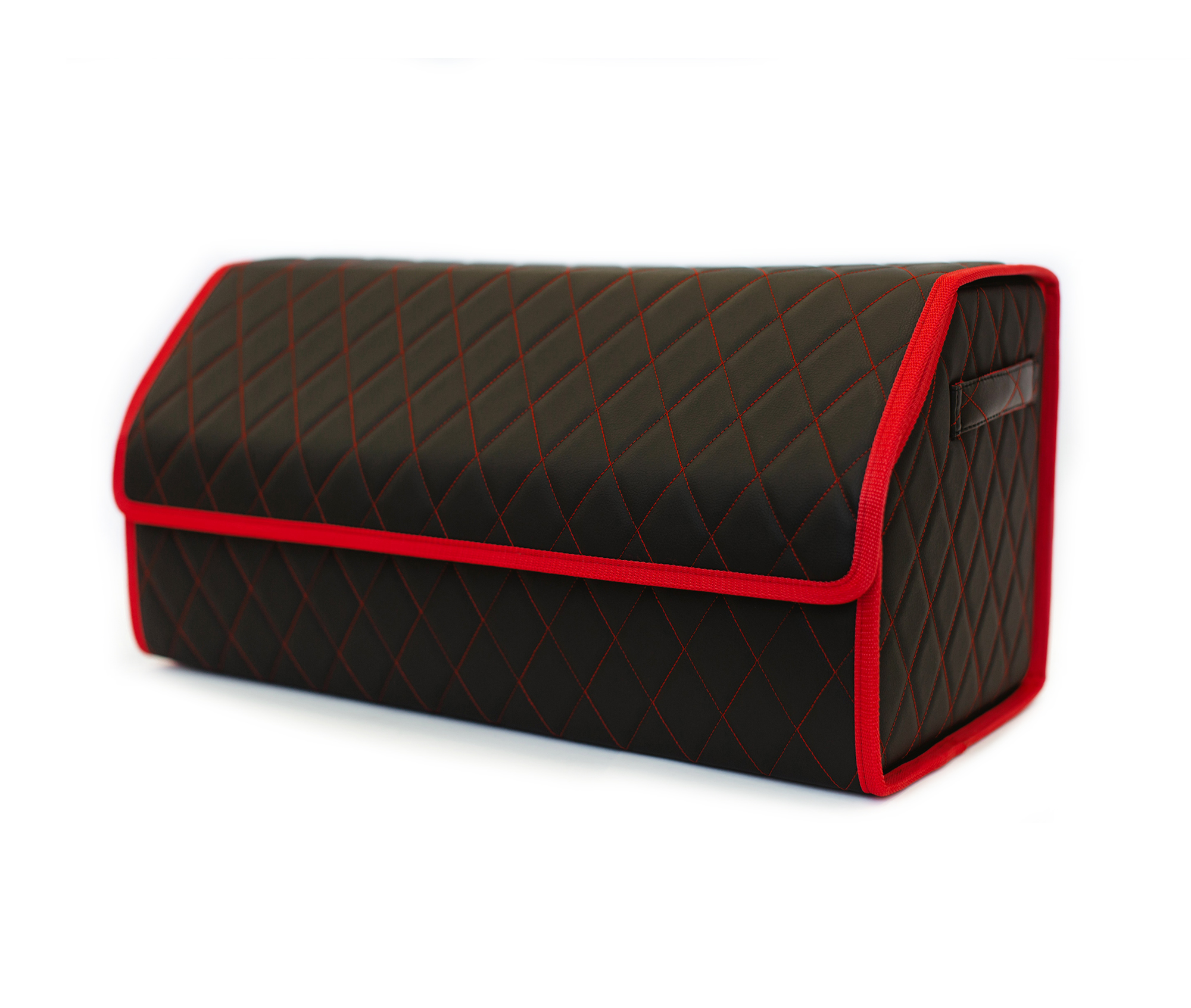 FOR CARS | 3D органайзер | черный/красная нить/красный кант,экокожа, размер S (40*31*31 см.)  | 1