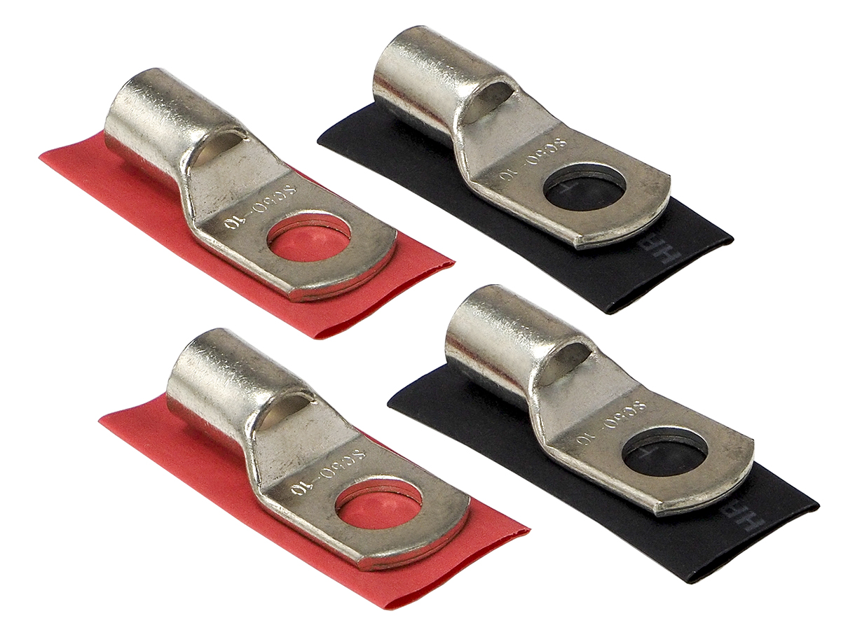 AurA | ACN-R518/4 | Клемма силовая, кольцо, 10 мм, 2Ga, 2 красных + 2 черных, термоусадка, Nickel | 1