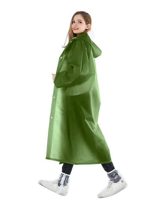 Komfi | EVA005G | Дождевик зеленый EVA с капюшоном (на кнопках)| 2