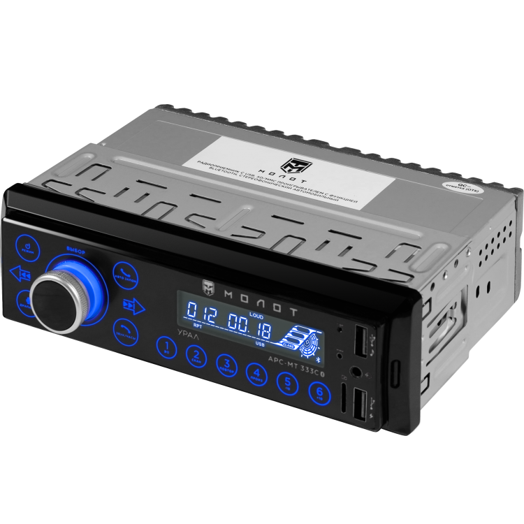 Ural | Урал Молот АРС-МТ 333С | BT, 2 USB, AUX, сенсорные голубые кнопки, приложение | 1