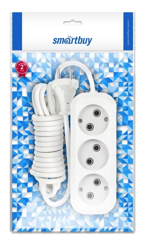 Удлиннитель |Smartbuy | Удлиннитель Smartbuy, 3 гнезда 7 метров 10А/2,2кВт без заземления ПВС 2х1,0| 3