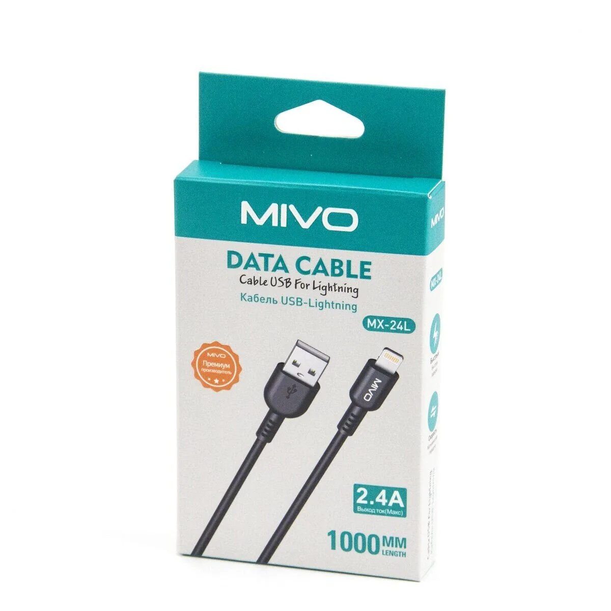 Mivo | MX-24L | Кабель Lighting Mivo - USB 2.4 А  1 м  | превью 3