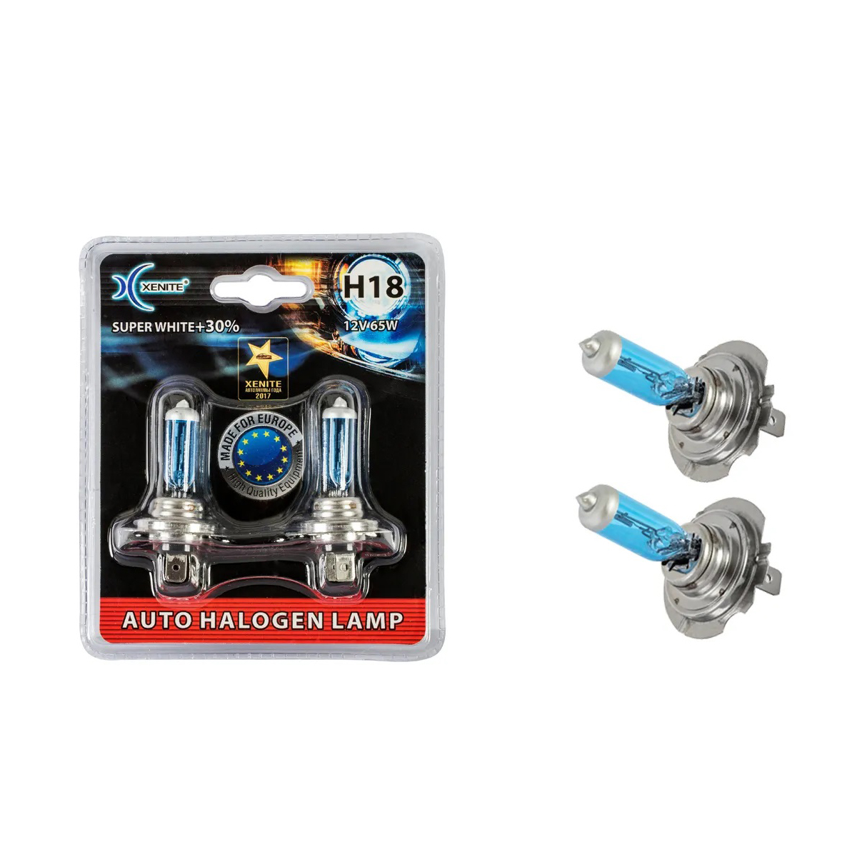 XENITE | H18 Super WHITE | 12V 65W + 30% | упаковка 2шт. превью 1