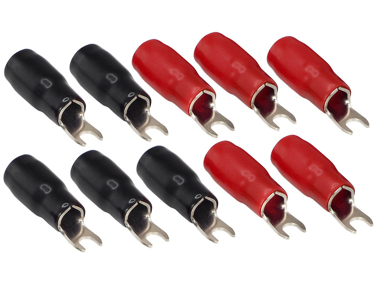 AurA | ACN-S204/10 | Клемма силовая, вилка, 4.2мм, 4Ga , 5 красных + 5 черных, Nickel, блистер | превью 1