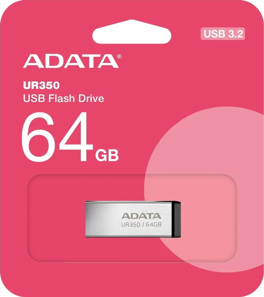 A-Data | 64GB | Модуль памяти USB 3.2 64GB UR350 серебро/чёрный металл| превью 3
