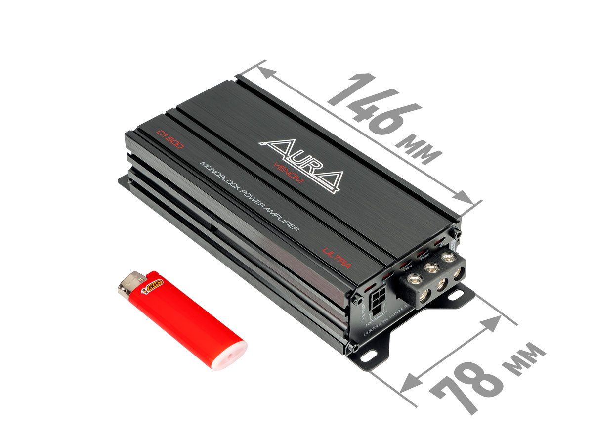 AurA | VENOM-D1.500 ULTRA | 220w (4 Ohm), 1x350w (2 Ohm), 1x500w (1 Ohm), 10Hz - 220Hz, ДУ | 1
