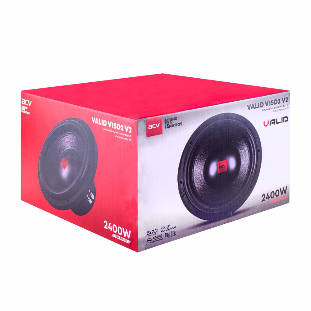 ACV | VALID V15D2  |  15", RMS=800W/2+2Ом/38см | 6