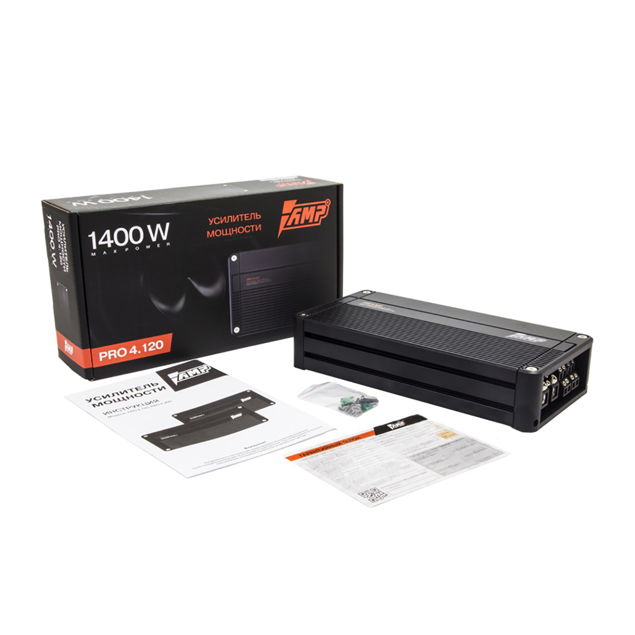 AMP | PRO 4.120 | 4-кан, класс D , мощность RMS 120 Вт х4 ( 4 Ом ), 170Втх4,  ( 2 Ом ) | 4