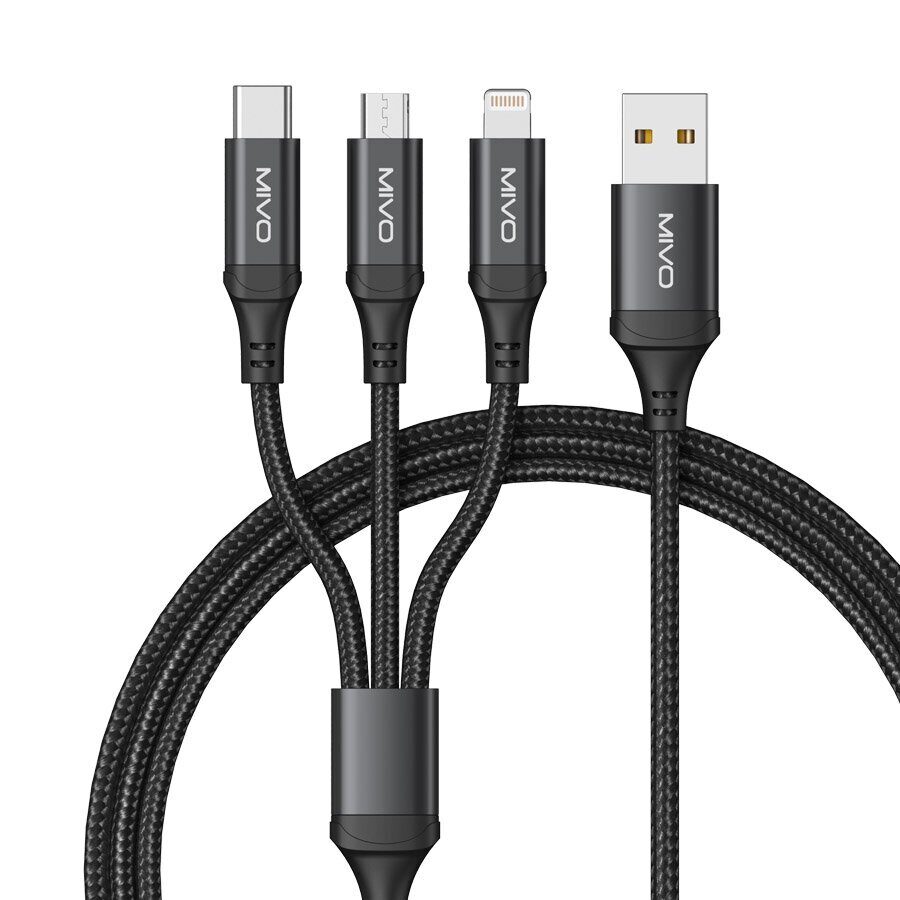 Mivo | MX-74 |  Универсальный кабель 3в1  Micro USB + Type-C+ Lightning  3 А  1.2 м | превью 1