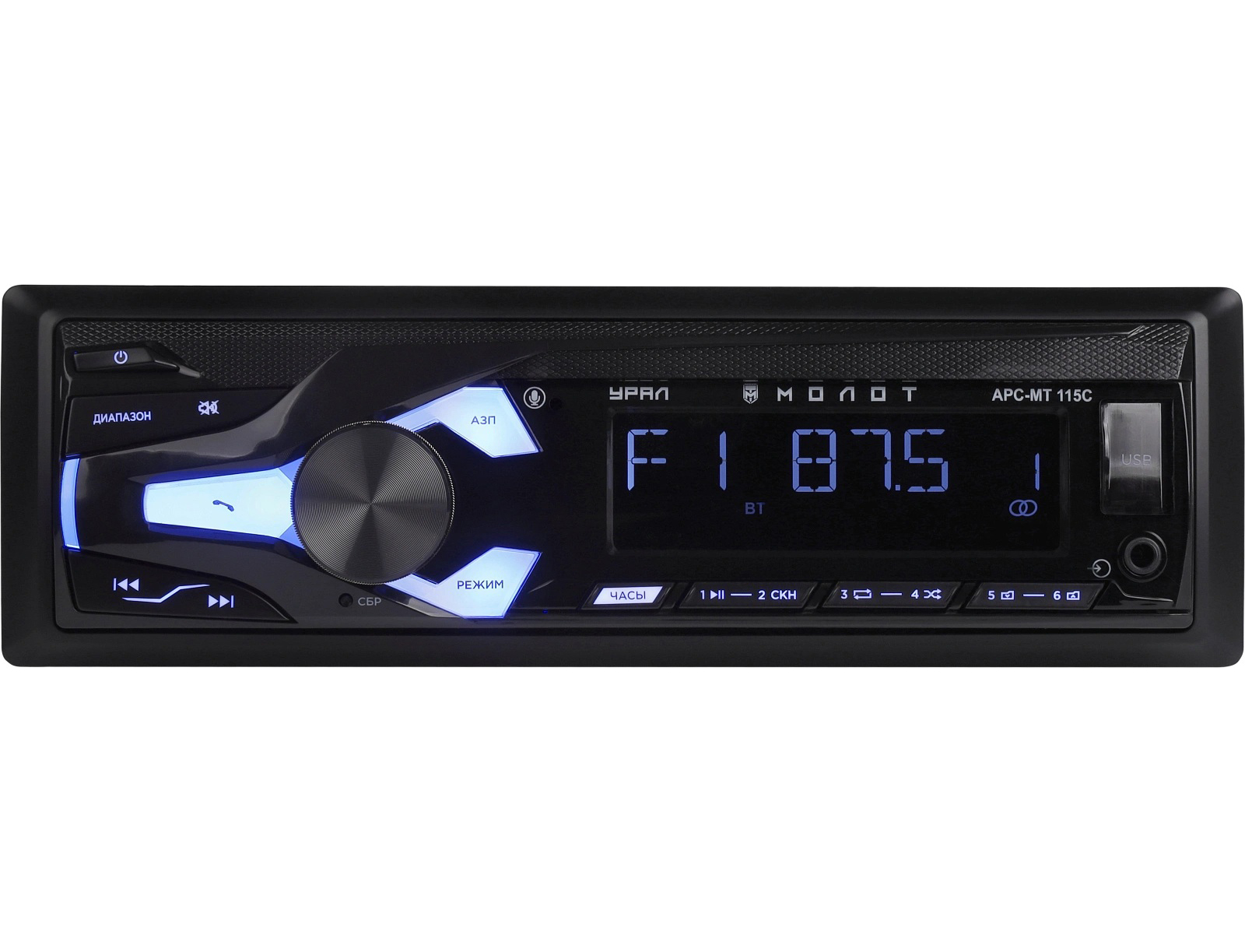 Ural | Урал МОЛОТ АРС-МТ 115C | 4*45Вт, BT, USB, 2RCA, AUX, синие кнопки, приложение | превью 1