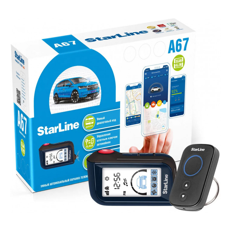 StarLine | A67 | 3CAN+4LIN, Bluetooth Smart-интерф.,приемопередатчик, брелок с обратной связью | 1