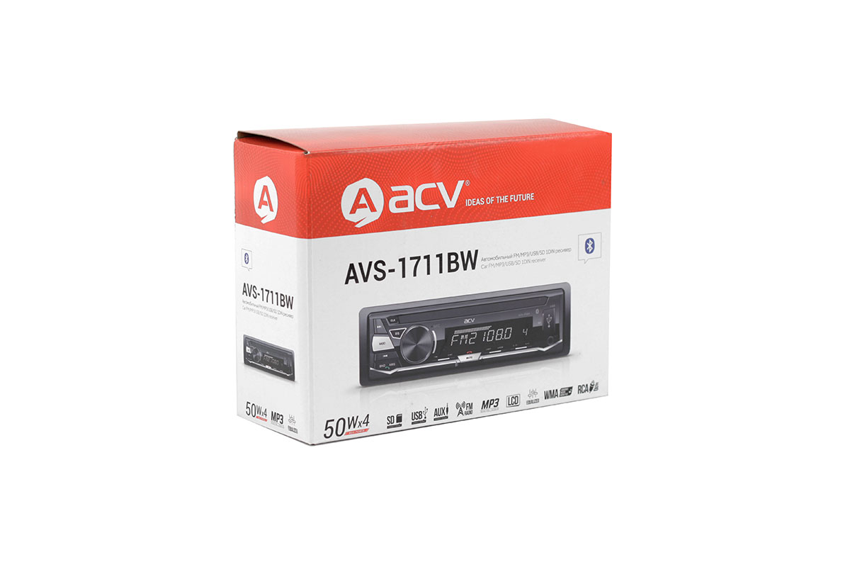 ACV | AVS-1711BW | 1din/белая/USB/SD/FM/4*45 | 4