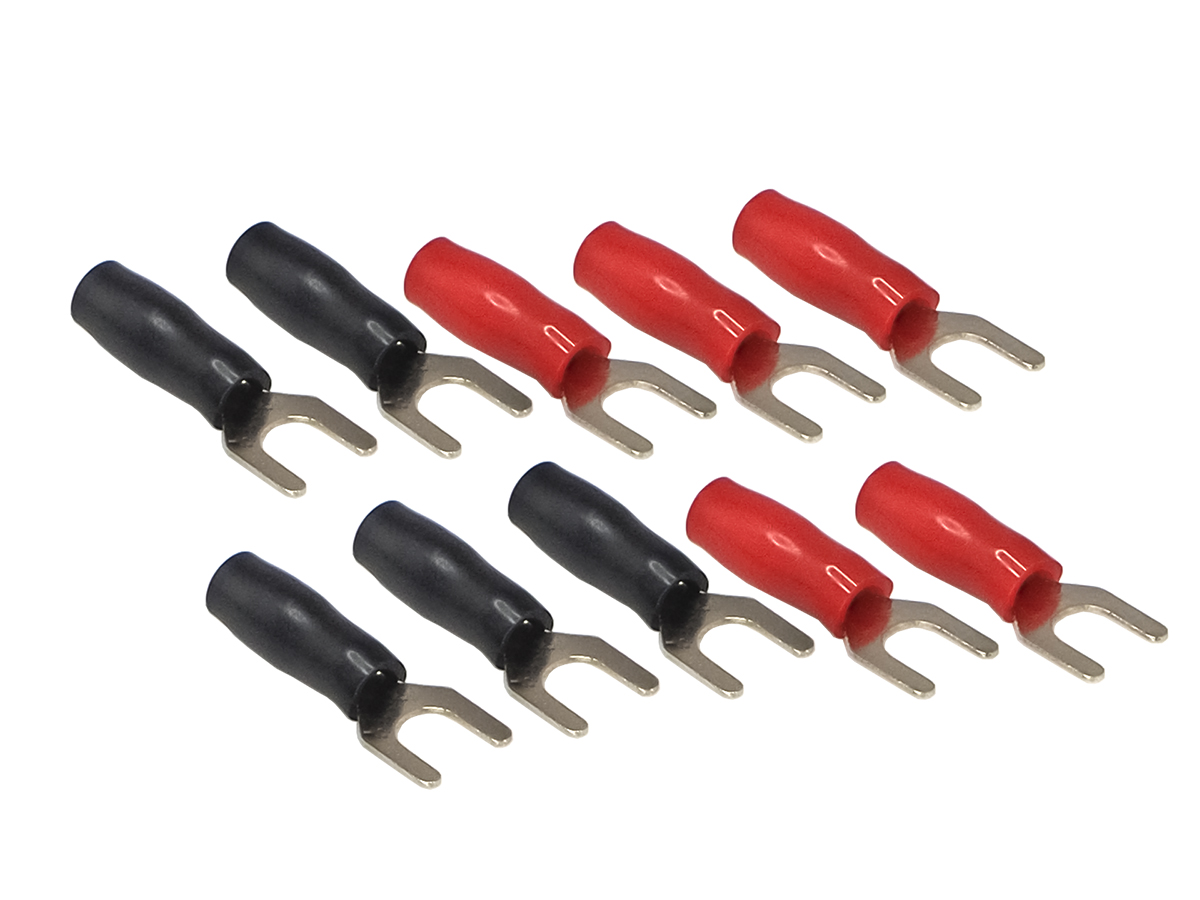 AurA | ACN-S064/10 | Клемма вилка, 4.2мм, 10-12Ga , 5 красных + 5 черных, Nickel, блистер | 1