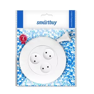 Удлиннитель |Smartbuy| Удлиннитель 3 гнезда 3 метра 10А/2,2кВт, б/з, круглый, белый| 3