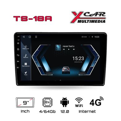 XCar | TS18A 9" 4-64| QLED Android 12,DSP. 4G 8 ядер  дисплей 9 " Wi-Fi, 2DIN, USB, BT,| 1
