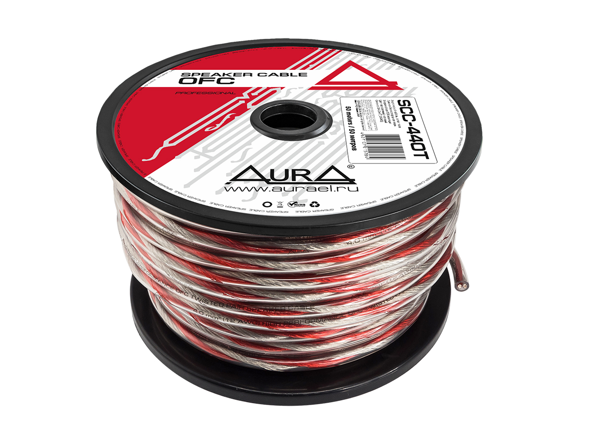 AurA | SCC-440T-50 | 2x4mm² (12Ga), луженая медь (TOFC), витая пара, ПРОДАЖА КРАТНО 10м ,бухта 50м| превью 1