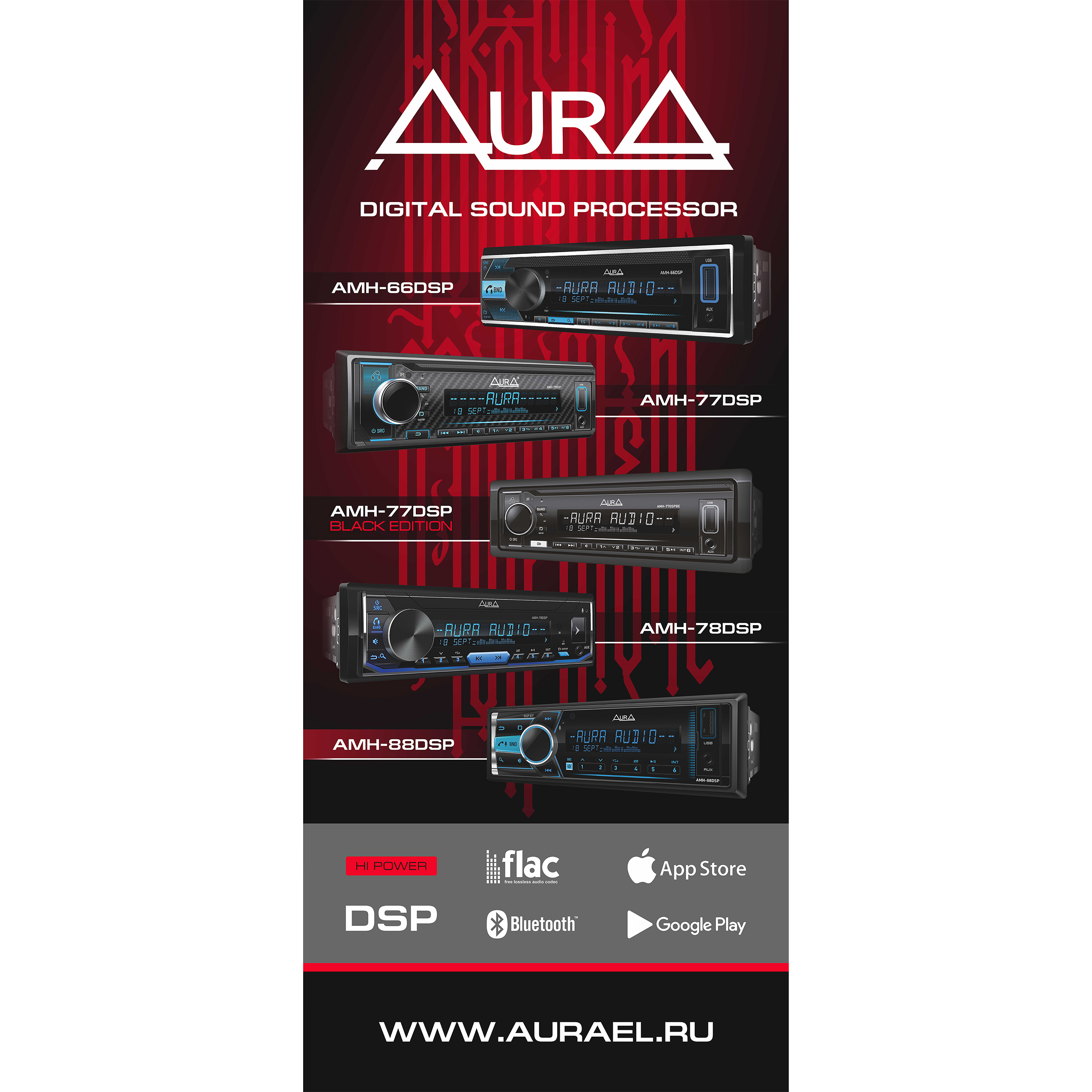 AurA | X - баннер "DSP recievers NEW" | винил с люверсами, вертикальный, 80х180см  | 1