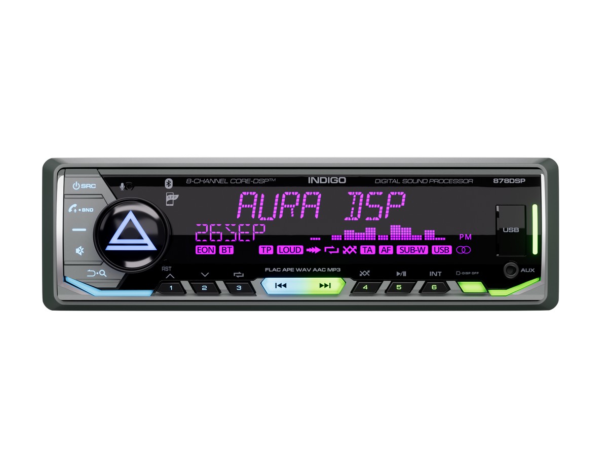 AurA | INDIGO-878DSP | CORE-DSP (8 каналов), FLAC, USB/BT, 4 пары RCA, APP, 3-ZONE RGB, D-SWC, ДУ | превью 2