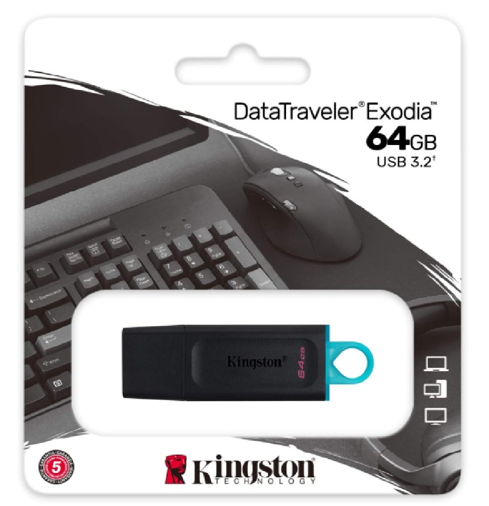 Kingston | 64GB | Модуль памяти DataTraveler Exodia чёрный/бирюзовый| превью 1