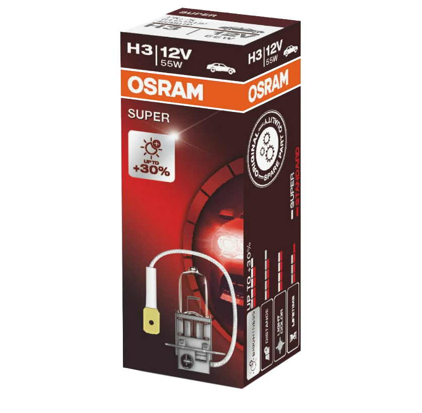 OSRAM | H3 64151SUP Halogen  | Лампа H3 SUPER 12V 55W + 30% | превью 1