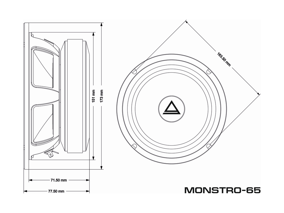 AurA | MONSTRO-65 | 6.5" (16.5cm), 1.75" VC, ПАРА, 4 Ом, 221/401w, 101db, 130Hz-17kHz, 72mm | 7