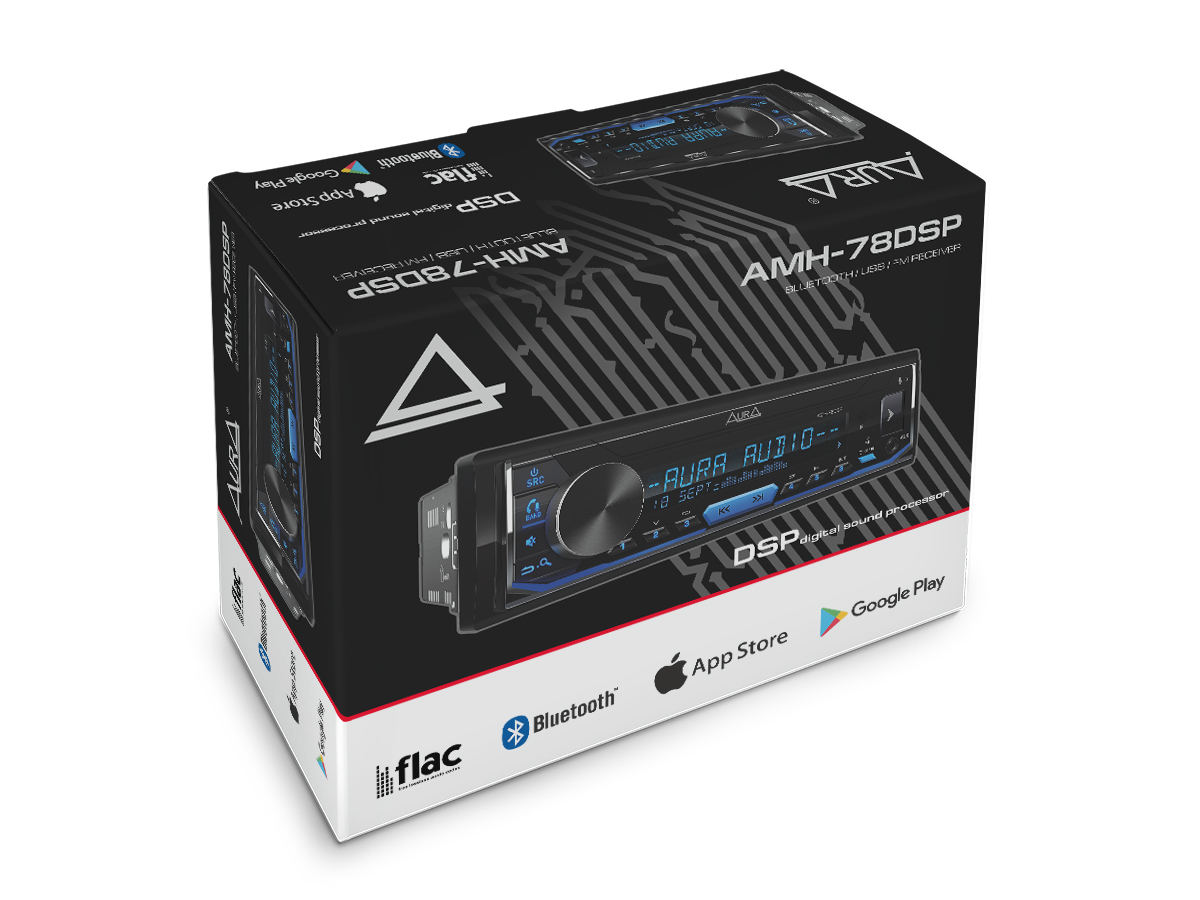 AurA | AMH-78DSP | 4х51w, ПРОЦЕССОР, FLAC, USB/BT, 3 RCA, APP, RGB, SWC, ДУ | 4