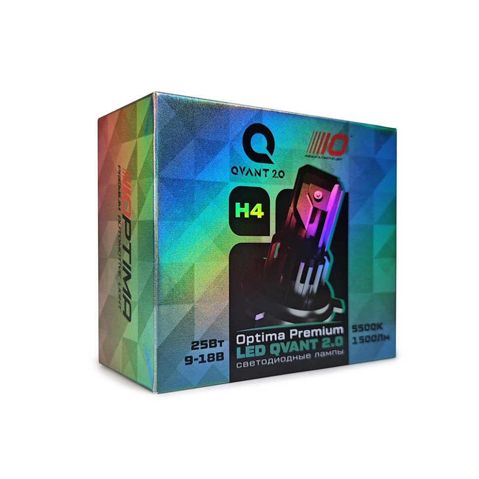 OPTIMA | H4 LED QVANT 2.0 | 25W, 5500K , 12V комплект 2 шт. | 5