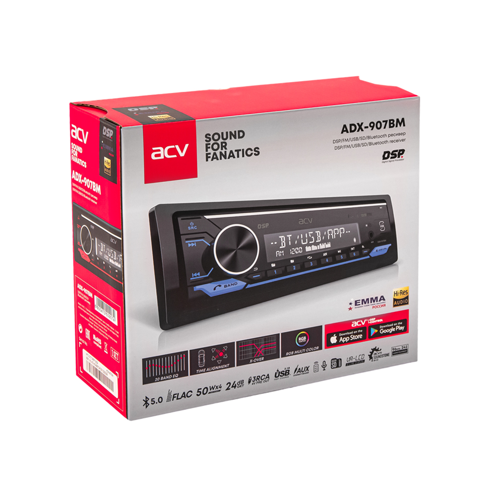 ACV | ADX-907BM DSP | 1din/мультицвет/FM/MP3/USB/BT/SD/FM/4*50 | 5