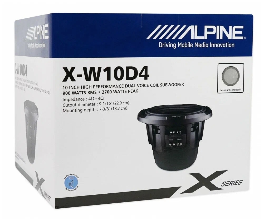 Alpine | X-W10D4 |  10", X-Series, 900 Вт RMS, 2x4 Ом | превью 3