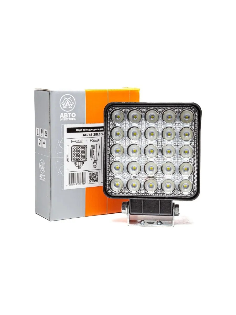 Автоэлектрика| AE75S-25LED-42PC |Фара светодиодная,квадратная,25Диод,110*42*140,,75Вт,10-30V,1шт | 5