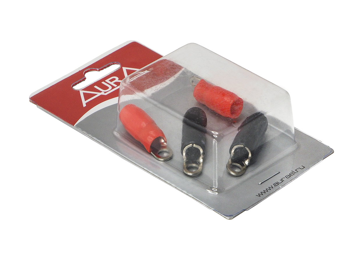 AurA | ACN-R204/10 | Клемма силовая, кольцевая, 4.2мм, 4Ga, 5 красных + 5 черных, Nickel, блистер | превью 2