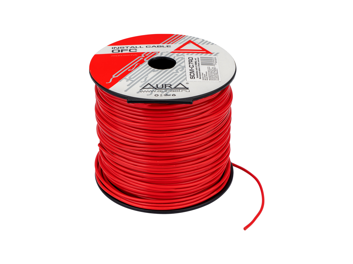 AurA | SCM-C7RD | Кабель монтажный, МЕДЬ, красный, 1x0.75мм, катушка 100м. | превью 1