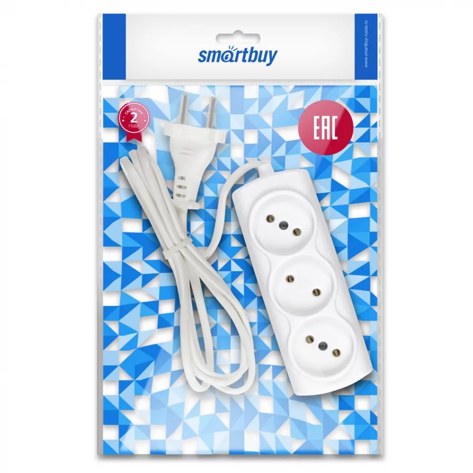 Удлиннитель |Smartbuy| Удлиннитель 3 гнезда 5 м 6А/1,35кВт без заземления ШВВП 2х0,75| превью 3