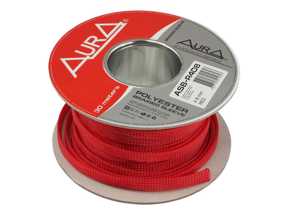 AurA | ASB-408 RED | змеиная кожа, 4-08мм, ОПТ КРАТНО БУХТАМ!!! (30м.), красный , бухта 30м | 1