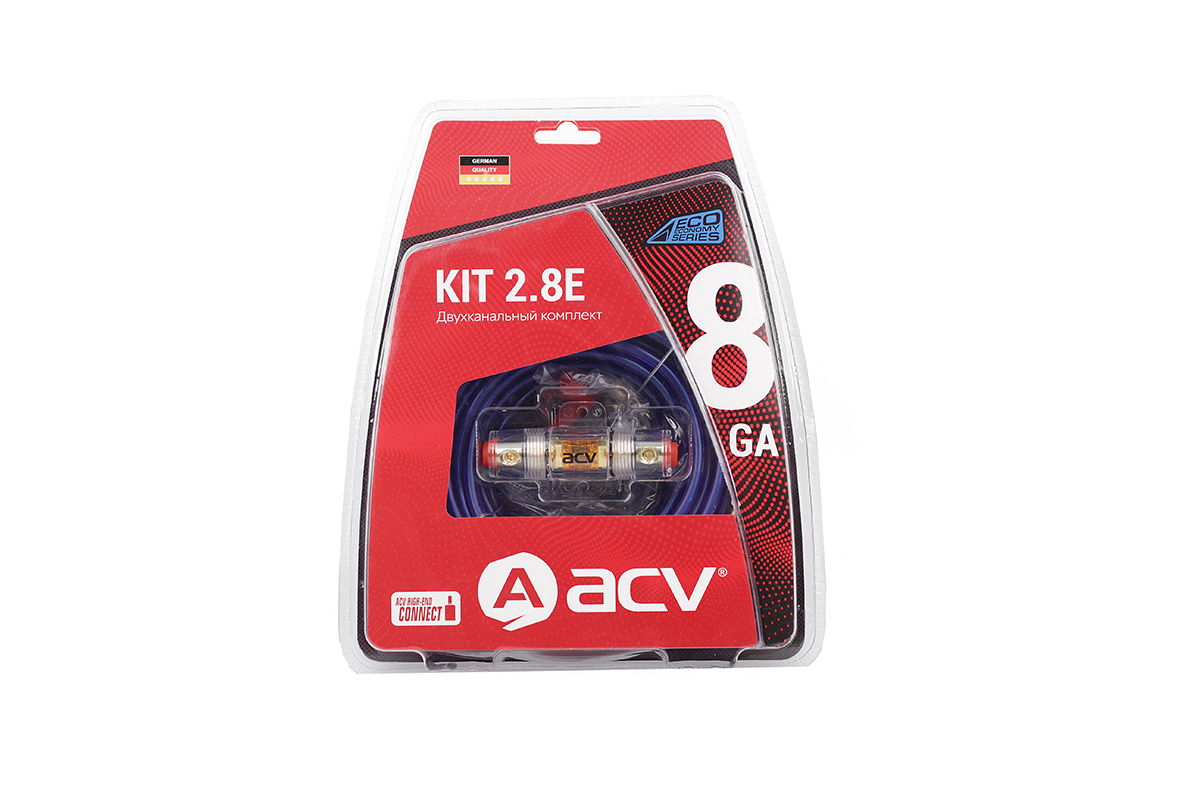 ACV | KIT 2.8E | комплет для 2х канального усилителя/8AWG/mini ANL 40A | 3