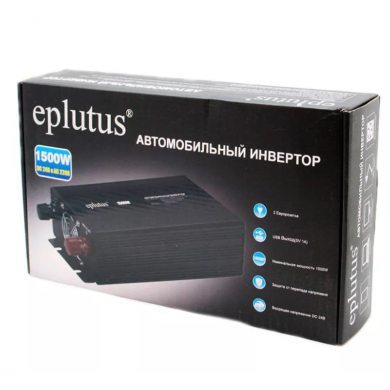 Eplutus | PW-1500 | преобразователь напряжения  Для Грузовиков 24V-220V, 1500 Вт, порт USB | превью 3