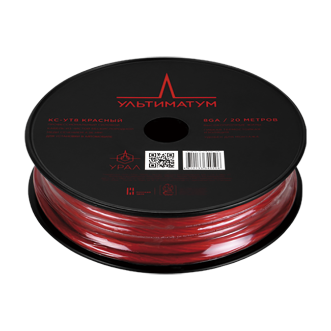 Ural | Урал Ультиматум КС-УТ8 Красный  | силовой 8Ga(8.35мм2), луженая медь , красный , бухта 20 м | 1