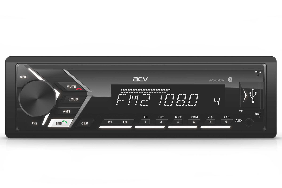 ACV | AVS-814BW | 1din/белая/Bluetooth/USB/AUX/SD/FM/4*50 | 1