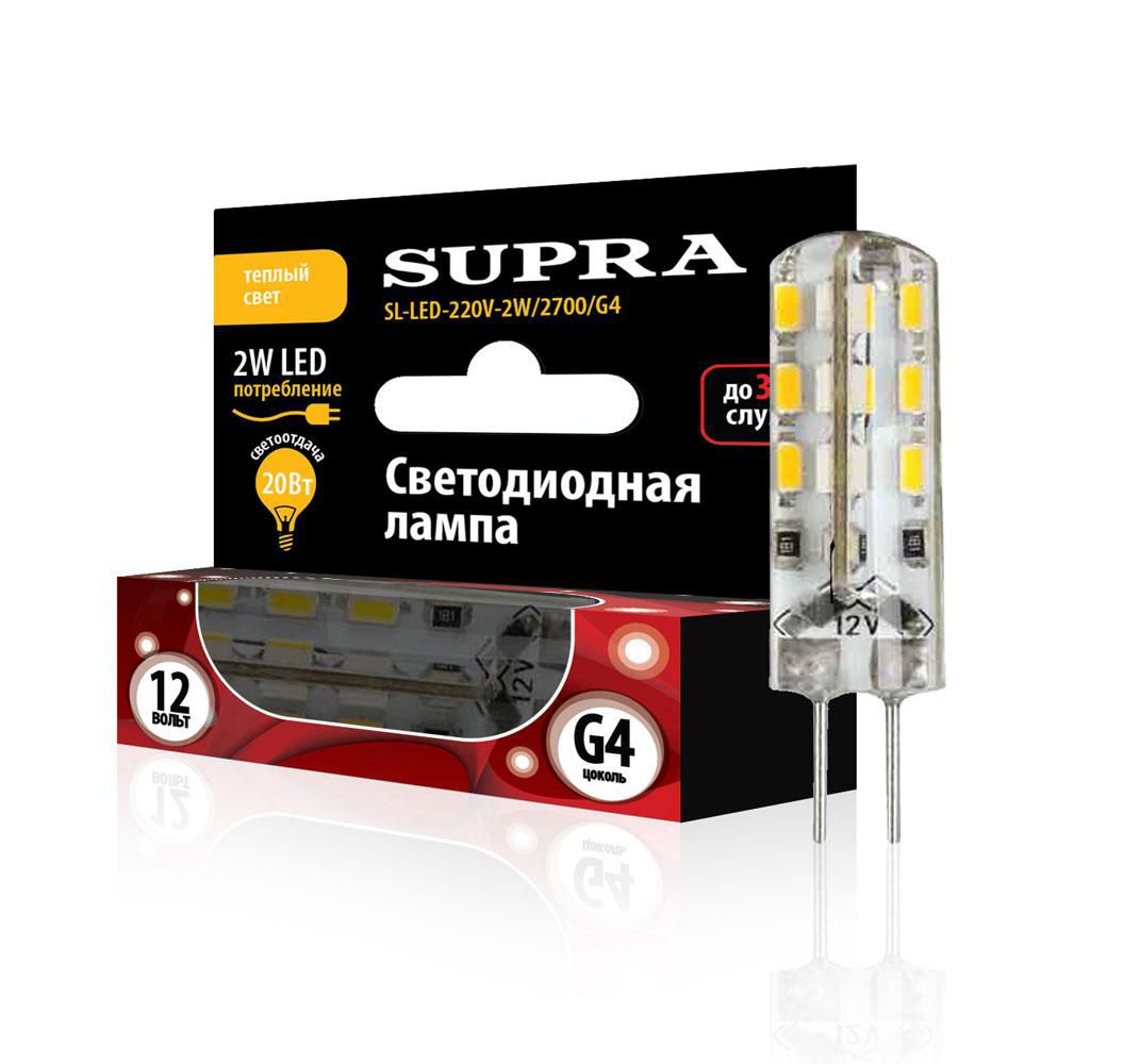 Лампы Supra | SL-LED-220V-2W/2700/G4 | светодиодная лампа Мощность - 2 Вт,Цоколь - G4, 2700К| превью 1